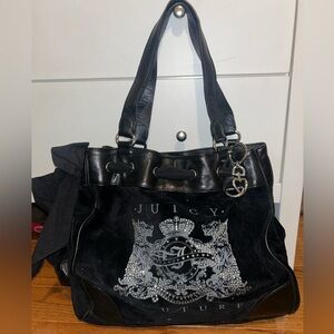 Juicy Couture Black Shoulder Bag with Silver Accents